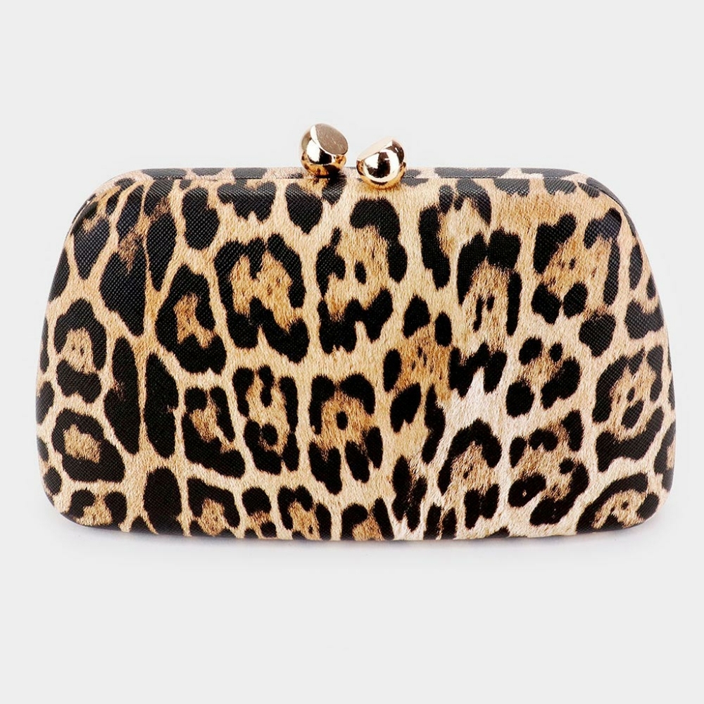 Leopard Pattern Faux Leather Clutch Bag